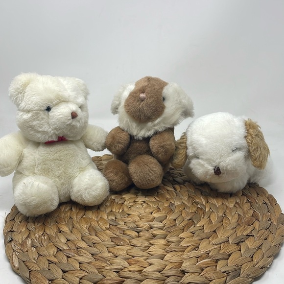 GUND Inc. 3 Small Rabbit Dog Bear Plushies '80's - Picture 1 of 7